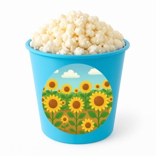 Balde de Pipoca Personalizado Infantil Girassóis