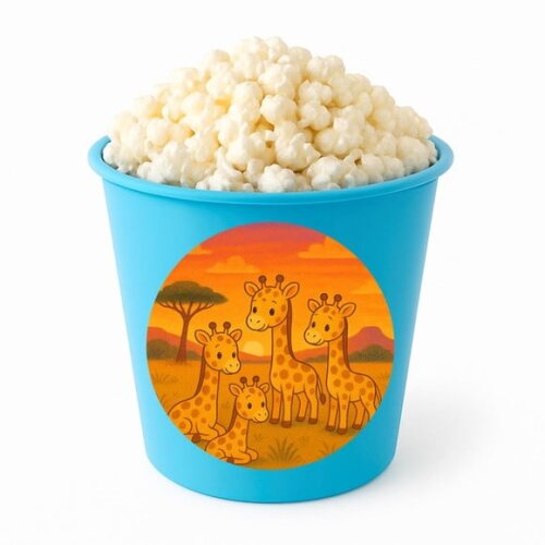 Balde de Pipoca Personalizado Infantil Girafinhas