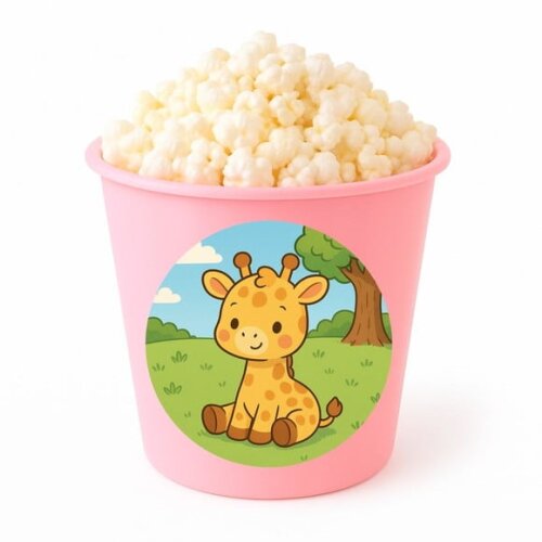 Balde de Pipoca Personalizado Infantil Girafinha Baby