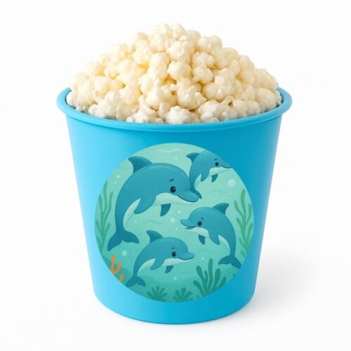 Balde de Pipoca Personalizado Infantil Golfinhos
