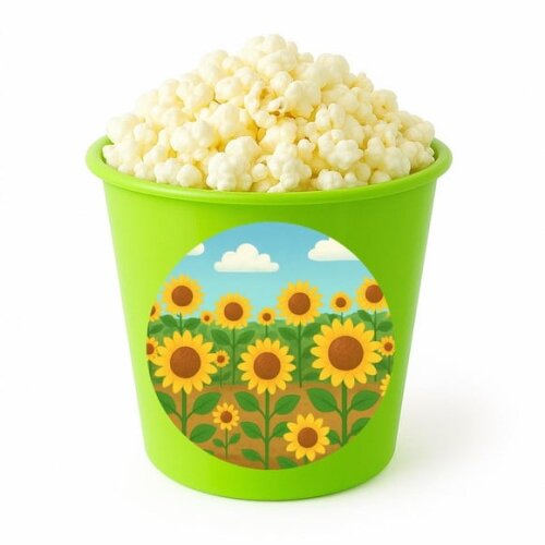Balde de Pipoca Personalizado Infantil Girassóis