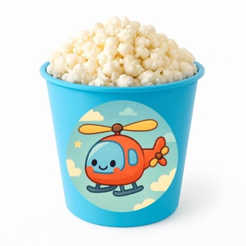 Balde de Pipoca Personalizado Infantil Helicóptero