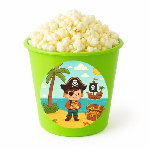 Balde de Pipoca Personalizado Infantil Ilha Pirata