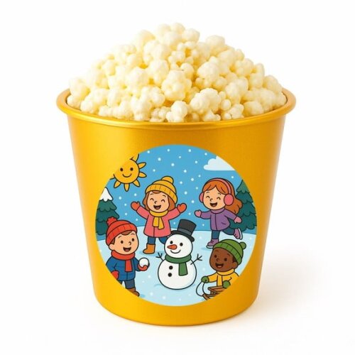 Balde de Pipoca Personalizado Infantil Inverno Divertido