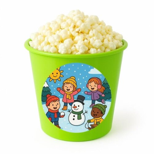 Balde de Pipoca Personalizado Infantil Inverno Divertido