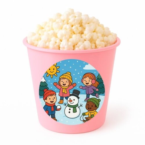 Balde de Pipoca Personalizado Infantil Inverno Divertido