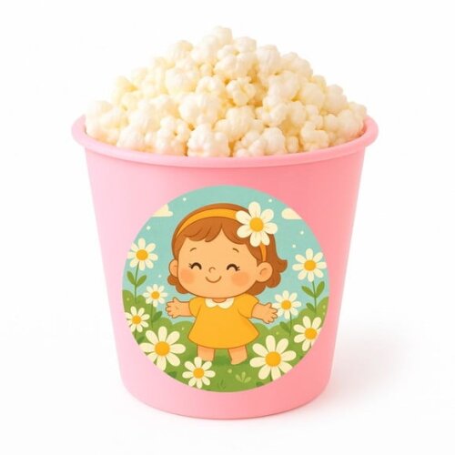 Balde de Pipoca Personalizado Infantil Jardim das Margaridas