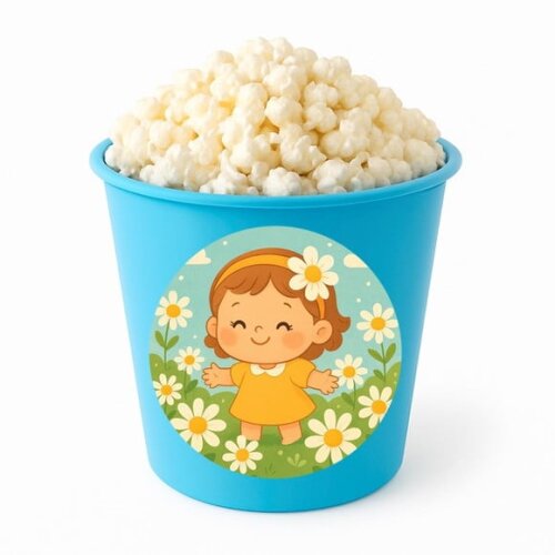 Balde de Pipoca Personalizado Infantil Jardim das Margaridas