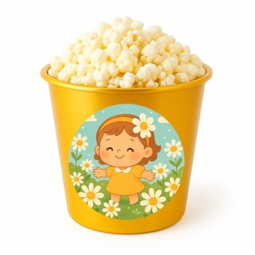 Balde de Pipoca Personalizado Infantil Jardim das Margaridas