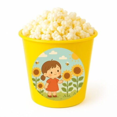 Balde de Pipoca Personalizado Infantil Jardim dos Girassóis