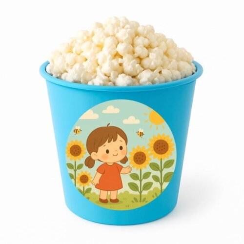 Balde de Pipoca Personalizado Infantil Jardim dos Girassóis