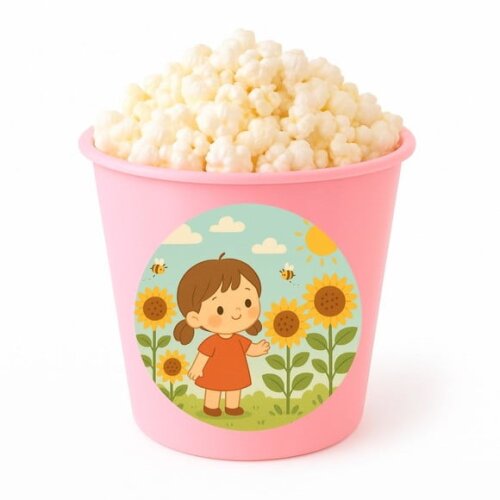 Balde de Pipoca Personalizado Infantil Jardim dos Girassóis