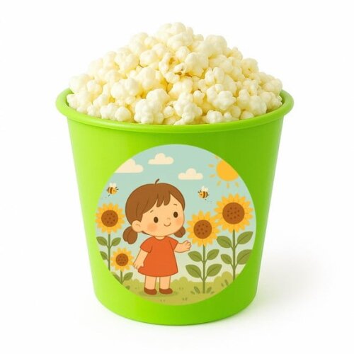 Balde de Pipoca Personalizado Infantil Jardim dos Girassóis