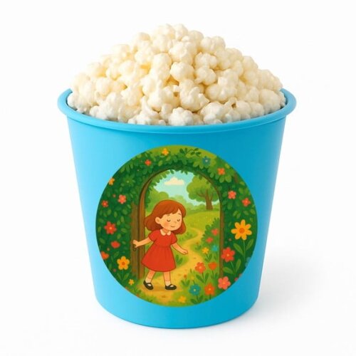 Balde de Pipoca Personalizado Infantil Jardim Secreto