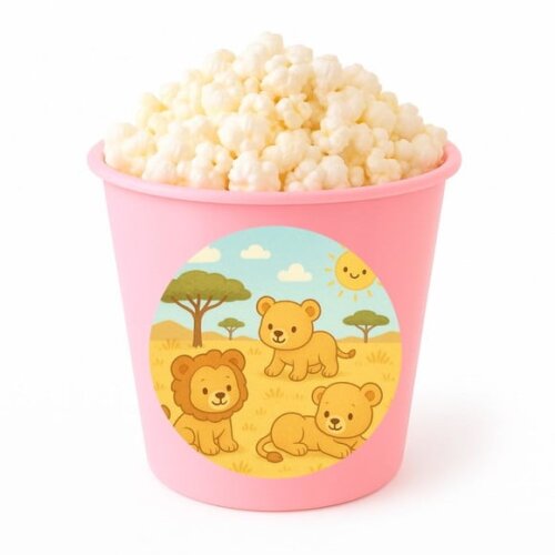 Balde de Pipoca Personalizado Infantil Leãozinhos