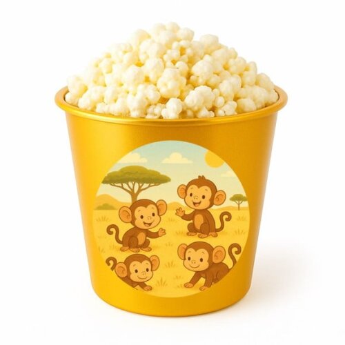 Balde de Pipoca Personalizado Infantil Macaquinhos