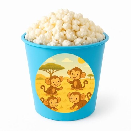 Balde de Pipoca Personalizado Infantil Macaquinhos