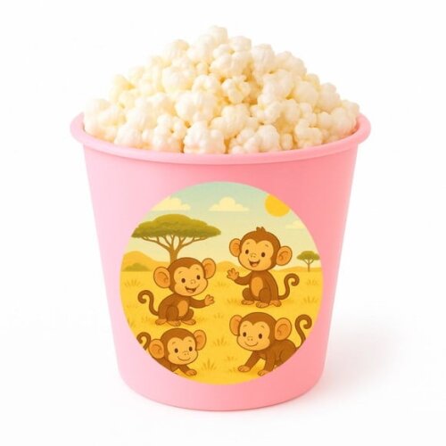 Balde de Pipoca Personalizado Infantil Macaquinhos