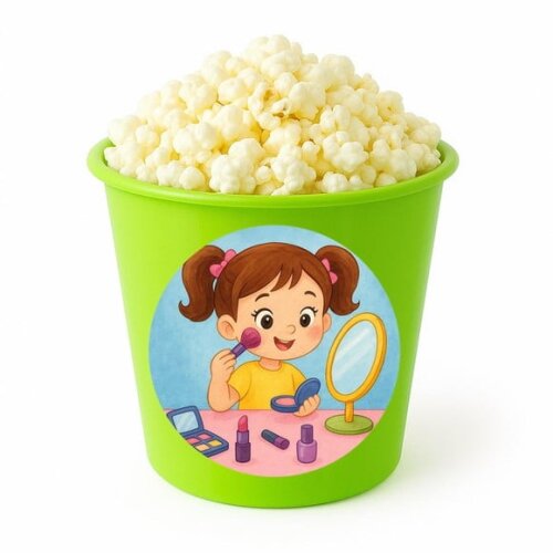 Balde de Pipoca Personalizado Infantil Maquiagem