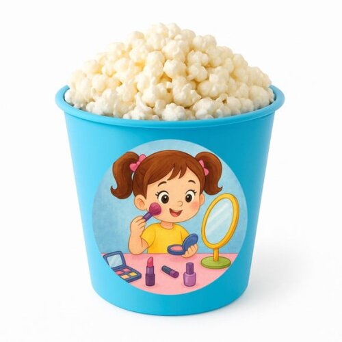 Balde de Pipoca Personalizado Infantil Maquiagem