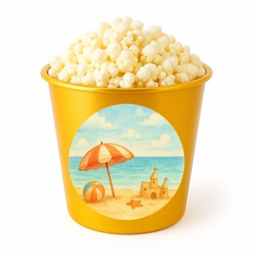 Balde de Pipoca Personalizado Infantil Mar e Praia Aquarela