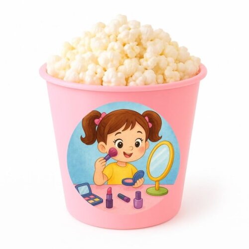 Balde de Pipoca Personalizado Infantil Maquiagem