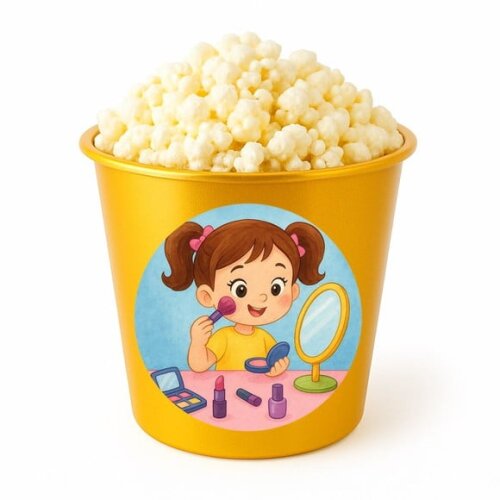 Balde de Pipoca Personalizado Infantil Maquiagem