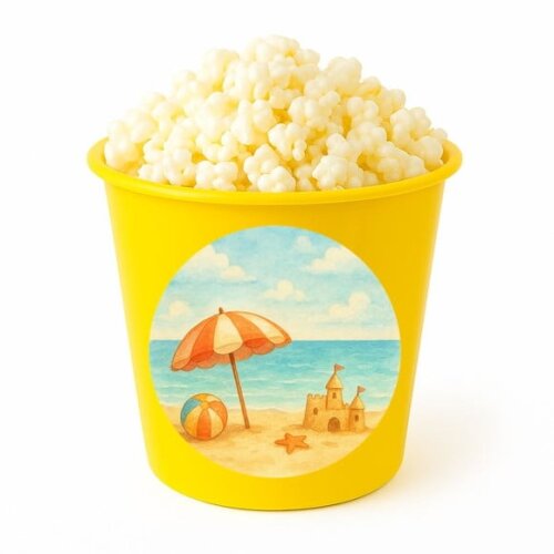 Balde de Pipoca Personalizado Infantil Mar e Praia Aquarela