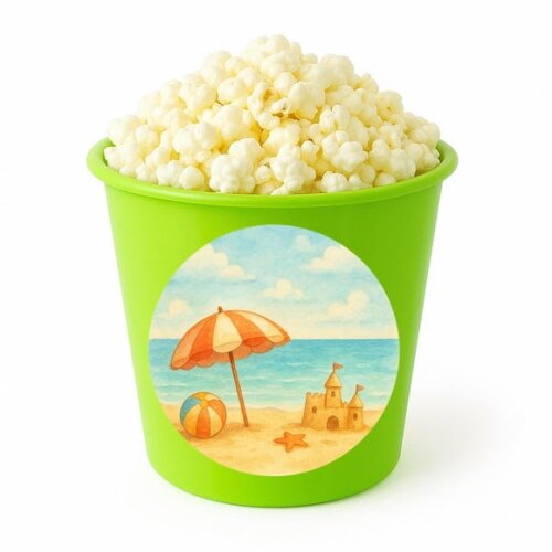 Balde de Pipoca Personalizado Infantil Mar e Praia Aquarela