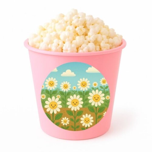 Balde de Pipoca Personalizado Infantil Margaridas