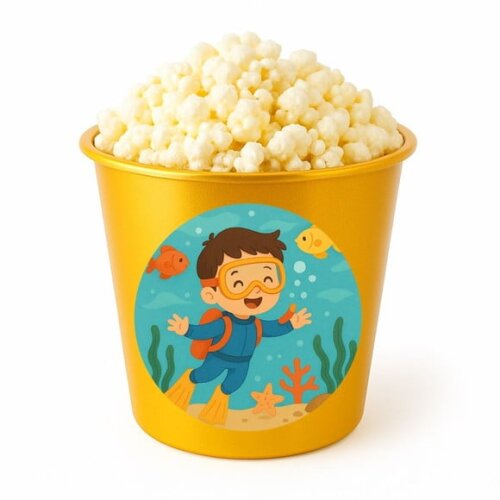 Balde de Pipoca Personalizado Infantil Menino Mergulhador