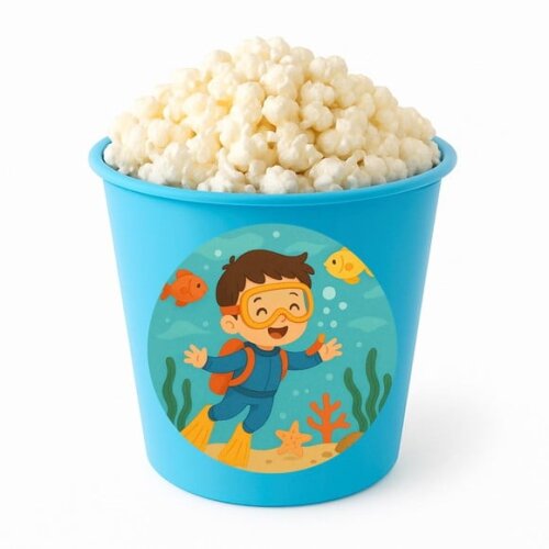 Balde de Pipoca Personalizado Infantil Menino Mergulhador