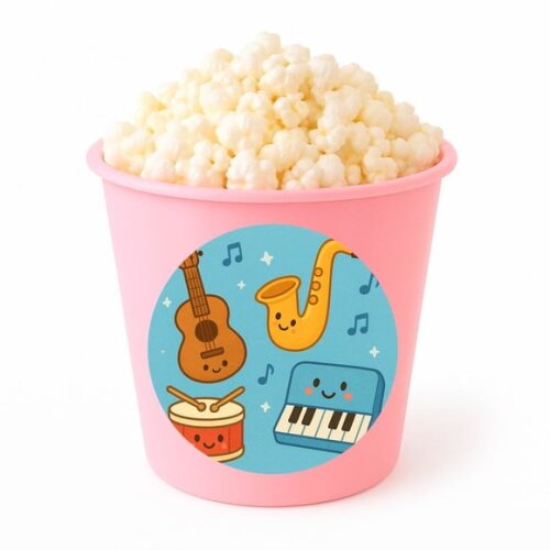 Balde de Pipoca Personalizado Infantil Músicas Instrumentos
