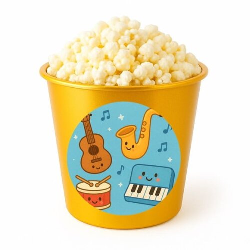 Balde de Pipoca Personalizado Infantil Músicas Instrumentos