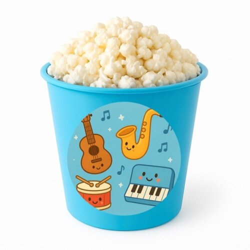 Balde de Pipoca Personalizado Infantil Músicas Instrumentos