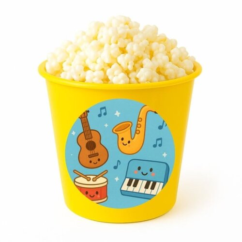 Balde de Pipoca Personalizado Infantil Músicas Instrumentos