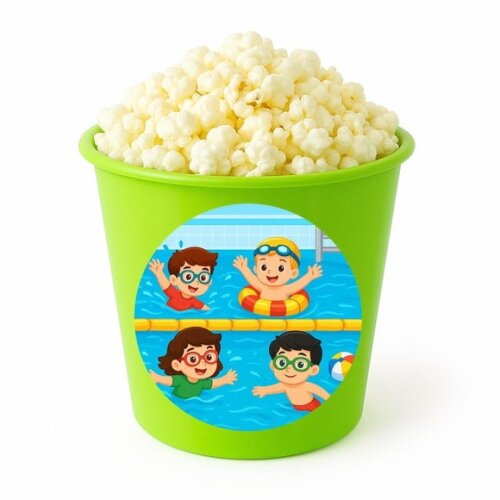 Balde de Pipoca Personalizado Infantil Natação