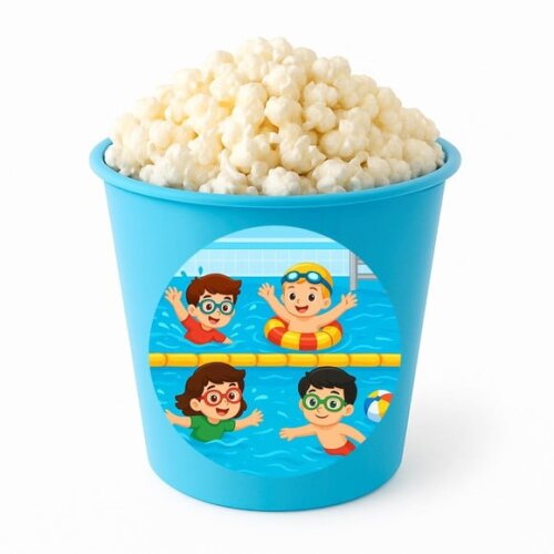 Balde de Pipoca Personalizado Infantil Natação