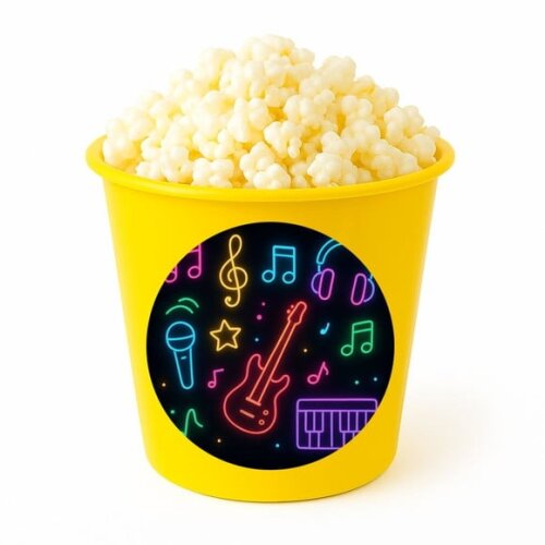 Balde de Pipoca Personalizado Infantil Neon Musical