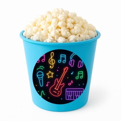 Balde de Pipoca Personalizado Infantil Neon Musical