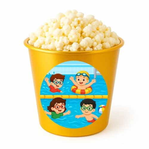 Balde de Pipoca Personalizado Infantil Natação