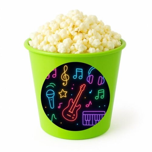 Balde de Pipoca Personalizado Infantil Neon Musical