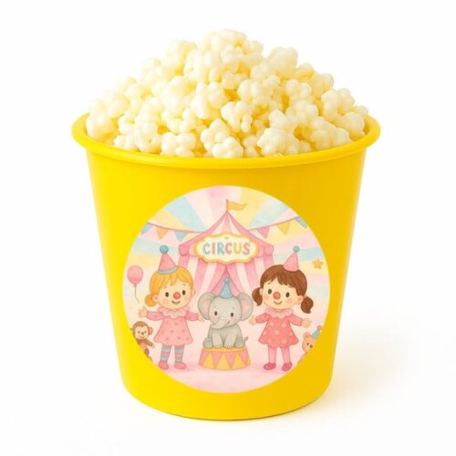 Balde de Pipoca Personalizado Infantil Palhacinhas Aquarela
