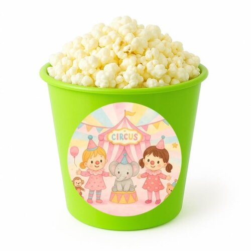 Balde de Pipoca Personalizado Infantil Palhacinhas Aquarela