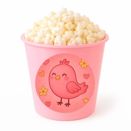 Balde de Pipoca Personalizado Infantil Passarinho Rosa