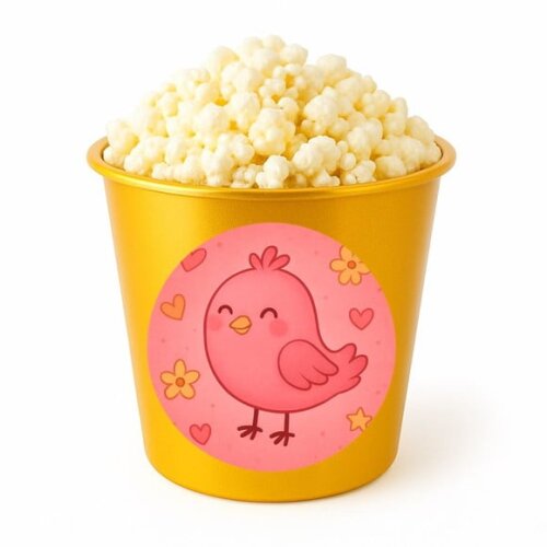 Balde de Pipoca Personalizado Infantil Passarinho Rosa