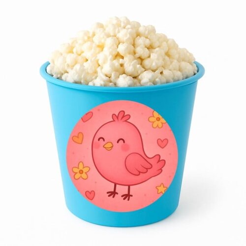 Balde de Pipoca Personalizado Infantil Passarinho Rosa