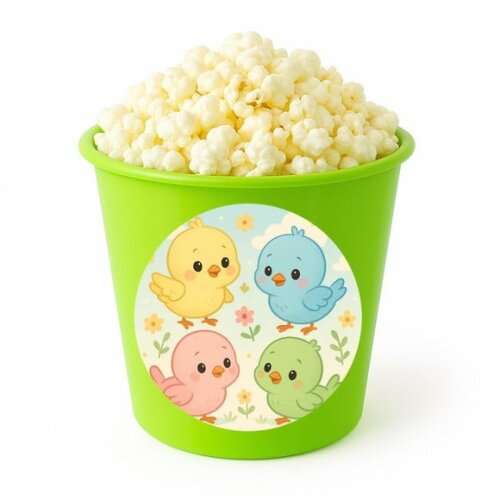 Balde de Pipoca Personalizado Infantil Passarinhos Baby