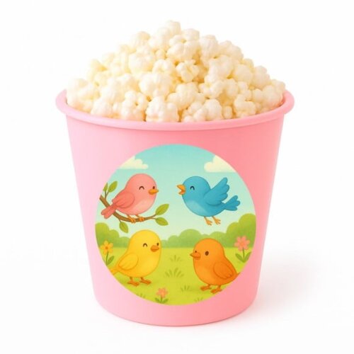 Balde de Pipoca Personalizado Infantil Passarinhos