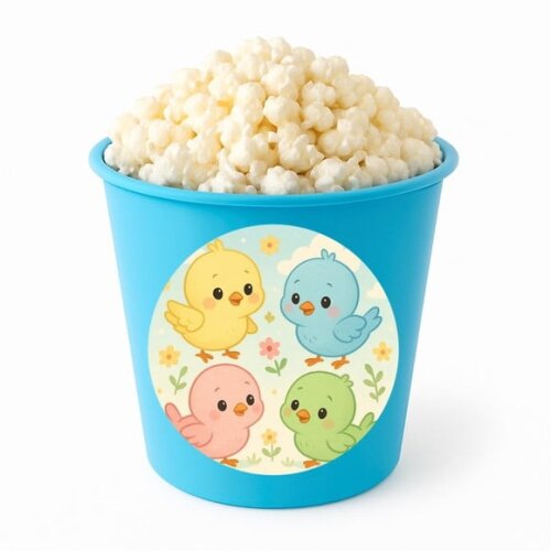Balde de Pipoca Personalizado Infantil Passarinhos Baby